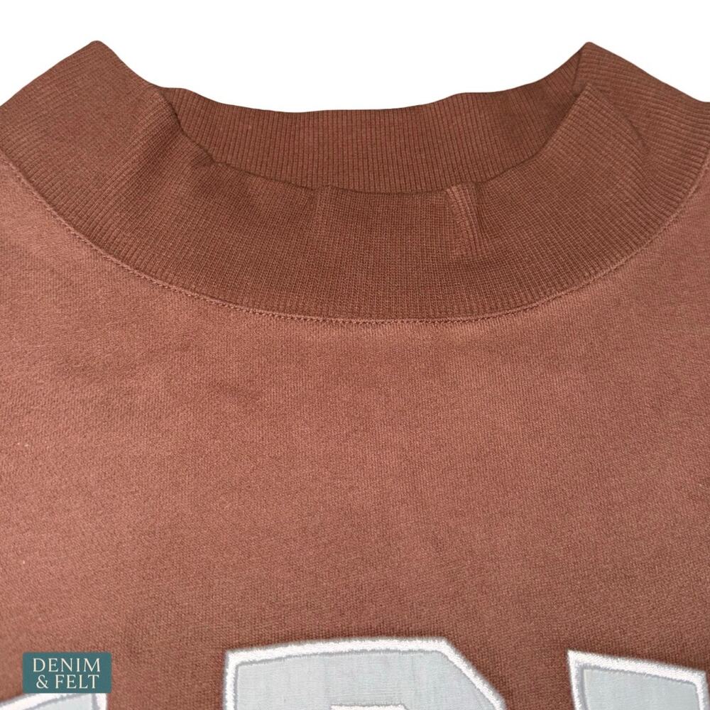 NEW Parke Varsity Mockneck Sweatshirt Brown Oversized Fleece Cozy Lounge Viral - Picture 13 of 16